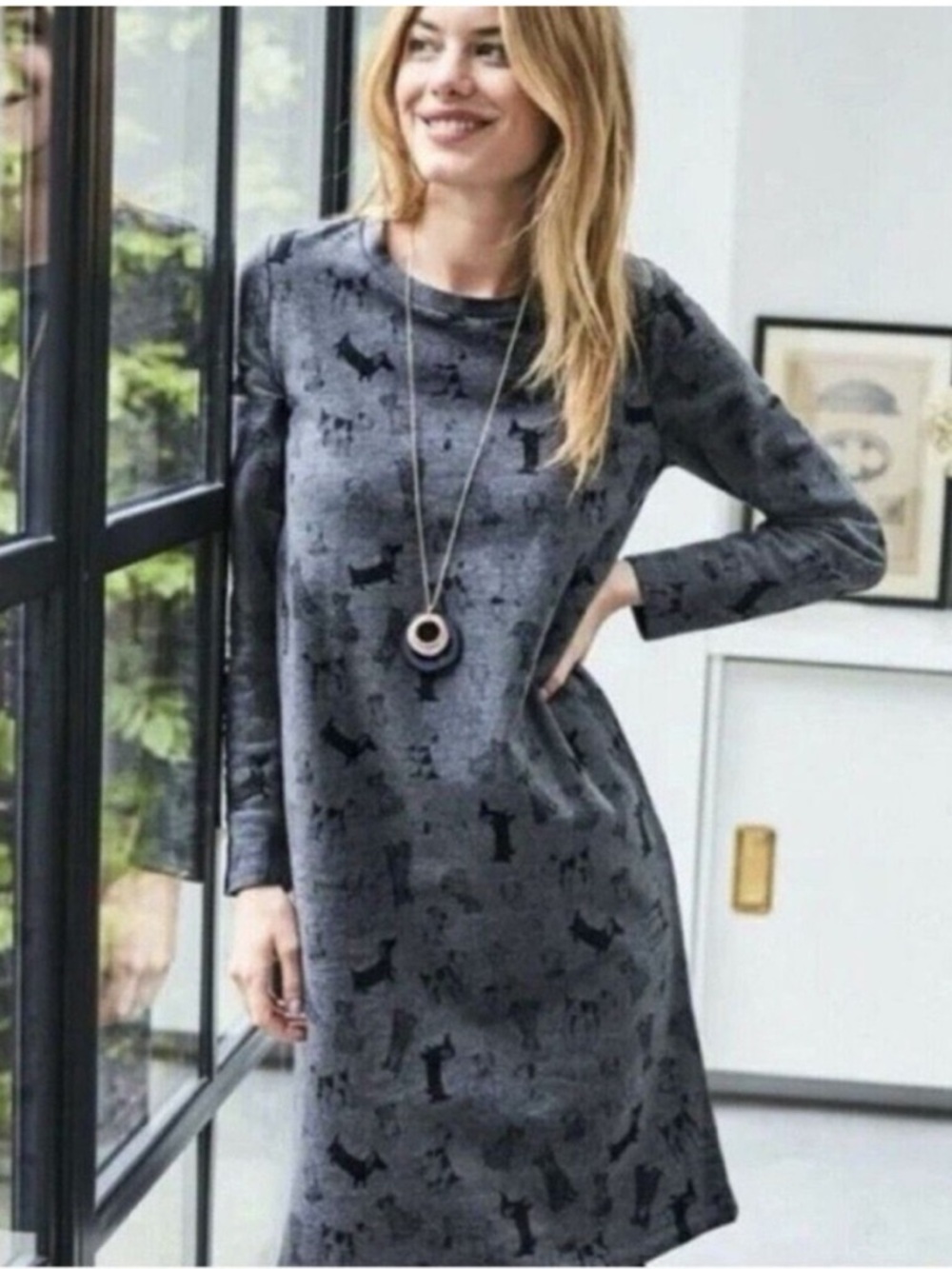 BODEN Doodle Dog Print Sweatshirt Dress